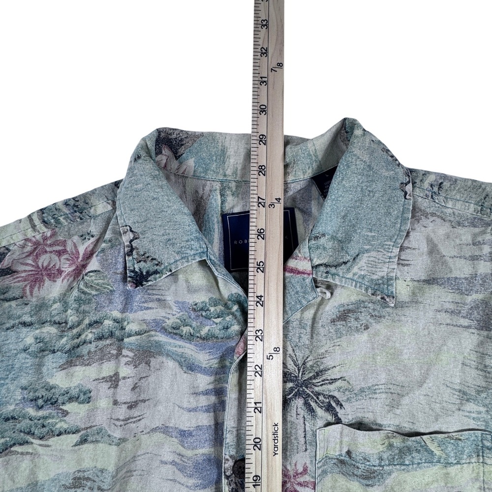 Robert Stock Mens Large Silk Hawaiian‎ Floral Short Sleeve Button Up Shirt - Picture 2 of 6